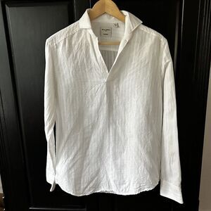 Baird McNutt Linen Cotton Top Women Size Small Crisp White Murano Popover